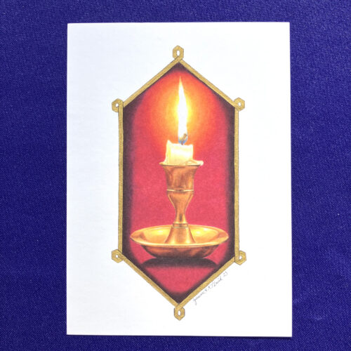 Brass Candlestick on Red