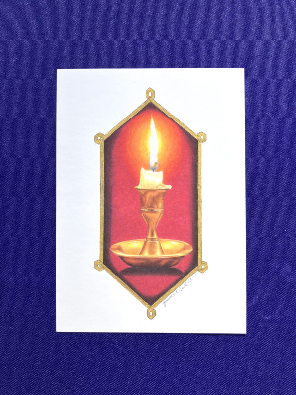 Brass Candlestick on Red